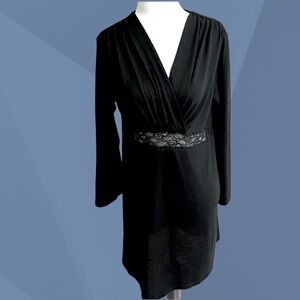 Jones New York~Sheath Dress~Size L Black~Lace Waist—Lightweight